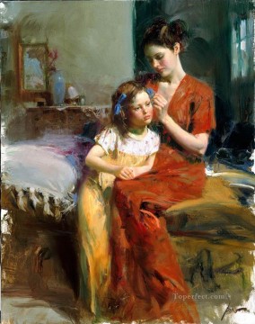 ピノ・ダエニのお母さんと女の子 Oil Paintings